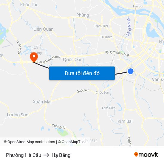 Phường Hà Cầu to Hạ Bằng map