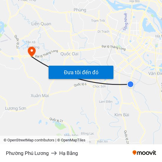 Phường Phú Lương to Hạ Bằng map