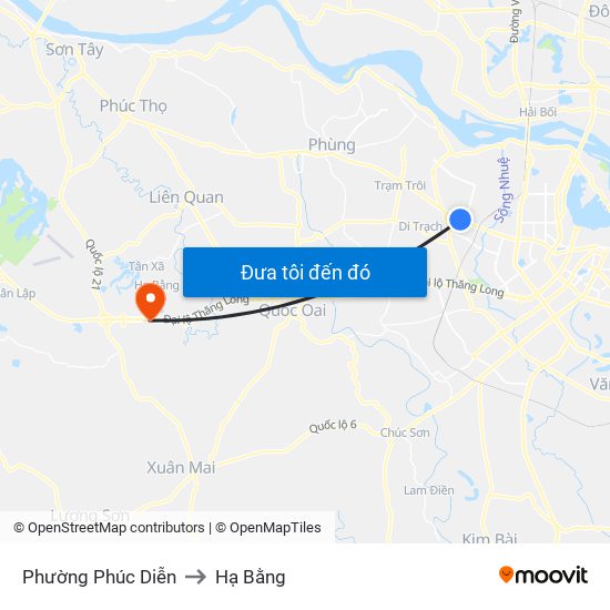 Phường Phúc Diễn to Hạ Bằng map