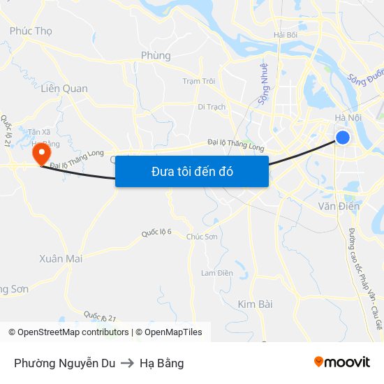 Phường Nguyễn Du to Hạ Bằng map