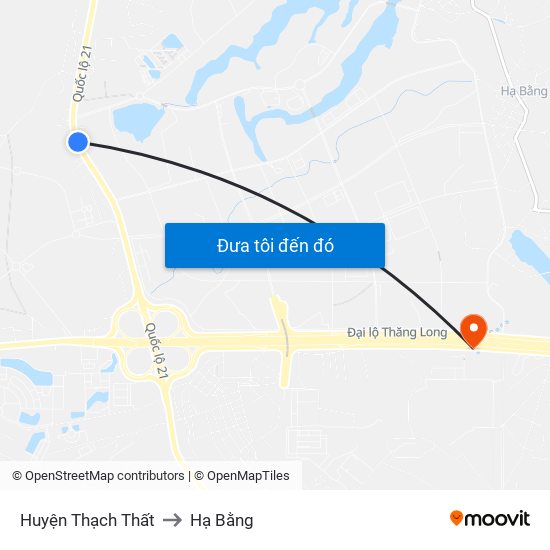 Huyện Thạch Thất to Hạ Bằng map