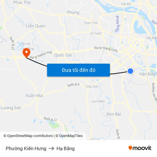 Phường Kiến Hưng to Hạ Bằng map