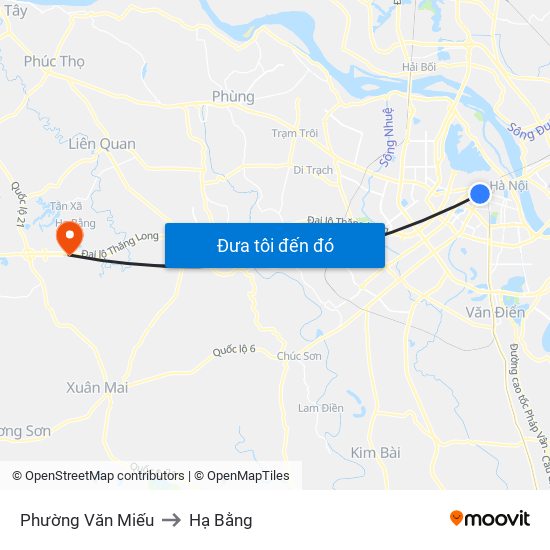 Phường Văn Miếu to Hạ Bằng map