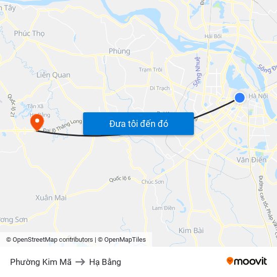 Phường Kim Mã to Hạ Bằng map