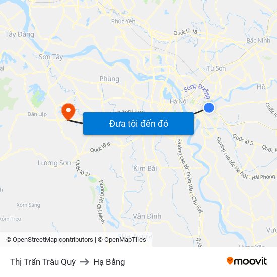 Thị Trấn Trâu Quỳ to Hạ Bằng map