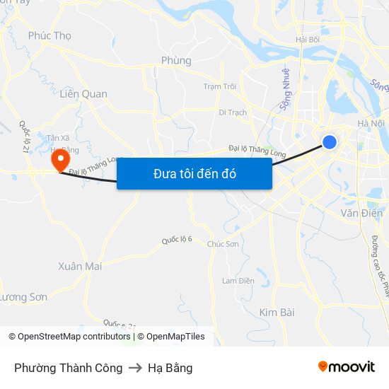 Phường Thành Công to Hạ Bằng map