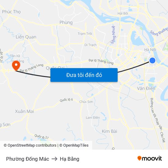 Phường Đống Mác to Hạ Bằng map