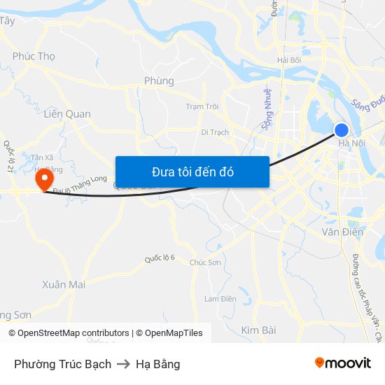 Phường Trúc Bạch to Hạ Bằng map