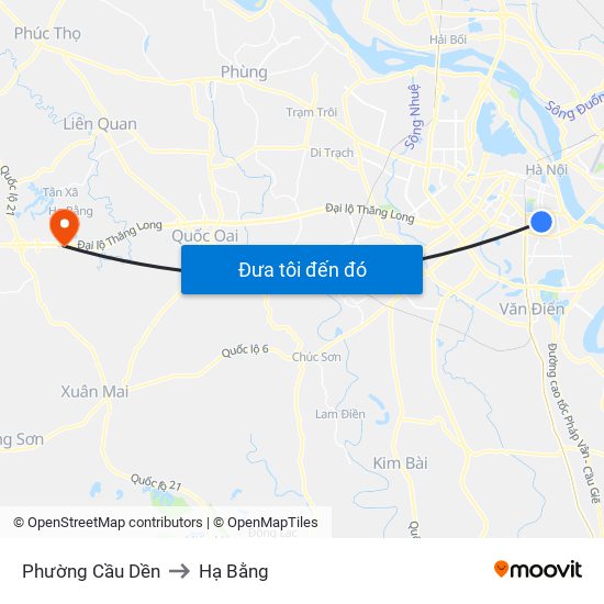 Phường Cầu Dền to Hạ Bằng map
