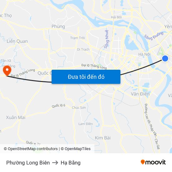 Phường Long Biên to Hạ Bằng map