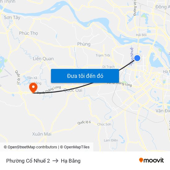 Phường Cổ Nhuế 2 to Hạ Bằng map