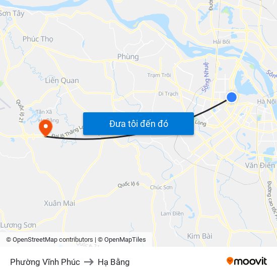 Phường Vĩnh Phúc to Hạ Bằng map