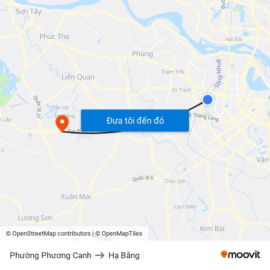 Phường Phương Canh to Hạ Bằng map