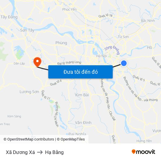 Xã Dương Xá to Hạ Bằng map