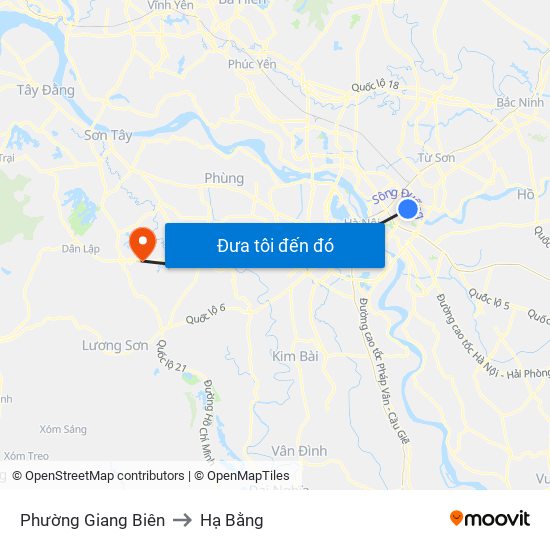 Phường Giang Biên to Hạ Bằng map