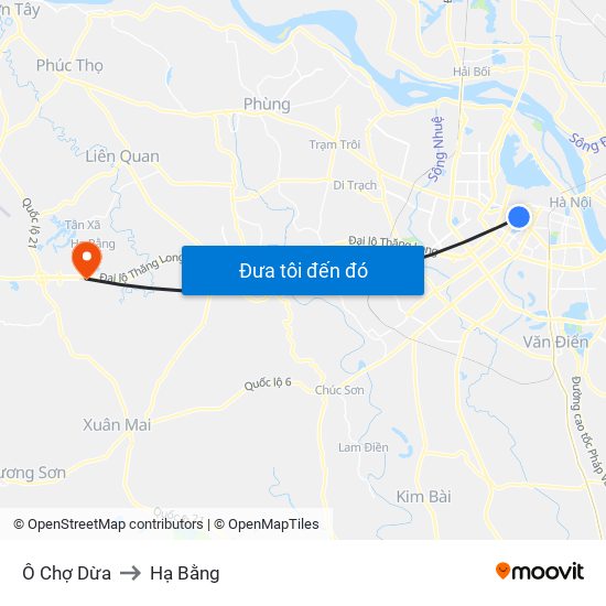 Ô Chợ Dừa to Hạ Bằng map