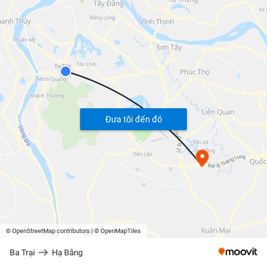 Ba Trại to Hạ Bằng map