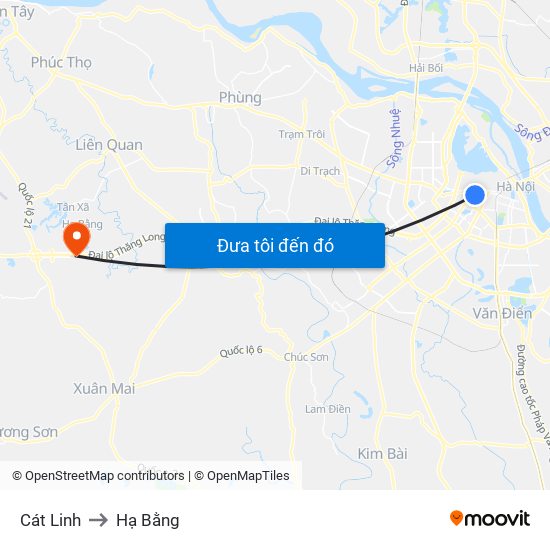 Cát Linh to Hạ Bằng map