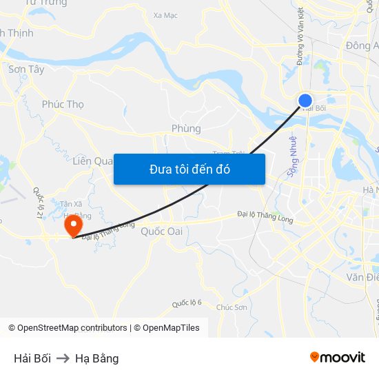 Hải Bối to Hạ Bằng map