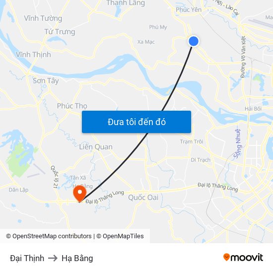 Đại Thịnh to Hạ Bằng map