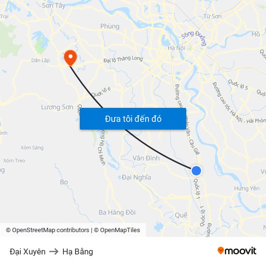 Đại Xuyên to Hạ Bằng map