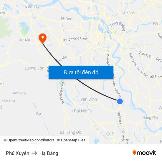 Phú Xuyên to Hạ Bằng map