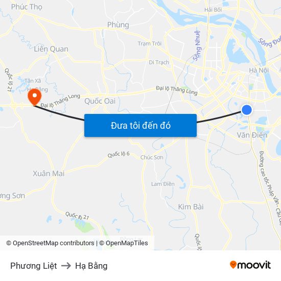 Phương Liệt to Hạ Bằng map