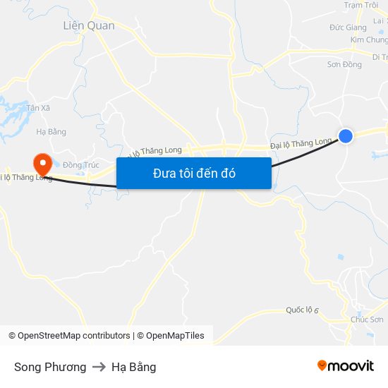 Song Phương to Hạ Bằng map