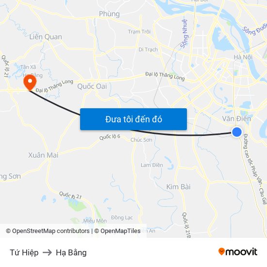 Tứ Hiệp to Hạ Bằng map