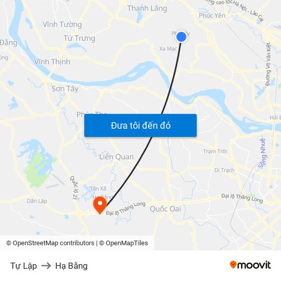 Tự Lập to Hạ Bằng map