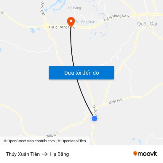 Thủy Xuân Tiên to Hạ Bằng map