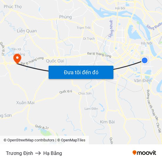 Trương Định to Hạ Bằng map