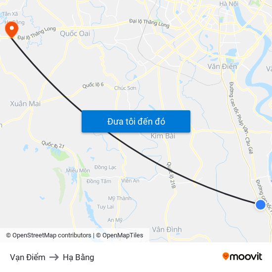 Vạn Điểm to Hạ Bằng map