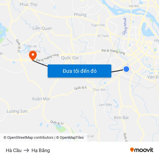 Hà Cầu to Hạ Bằng map