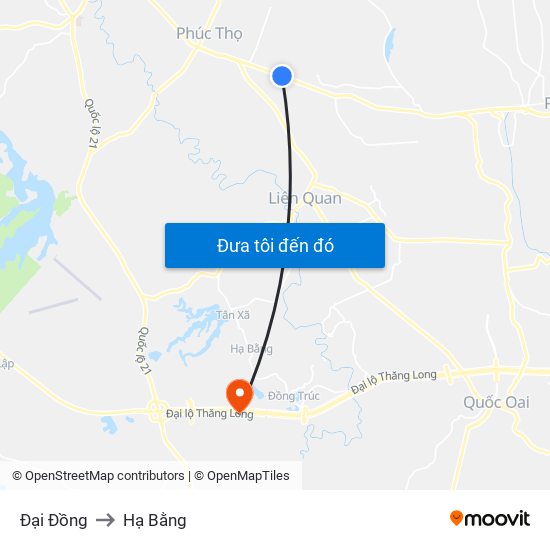 Đại Đồng to Hạ Bằng map