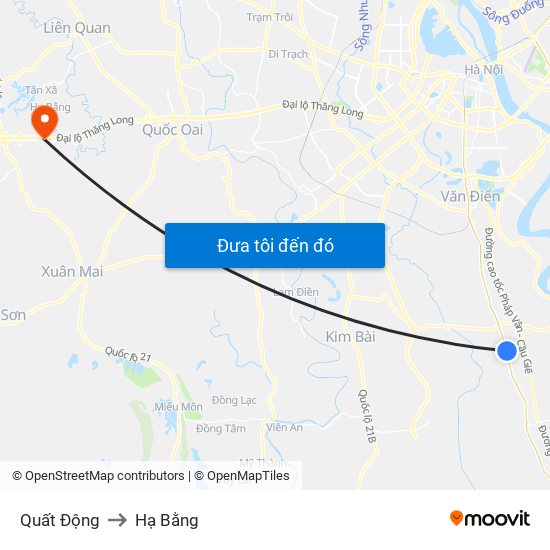 Quất Động to Hạ Bằng map