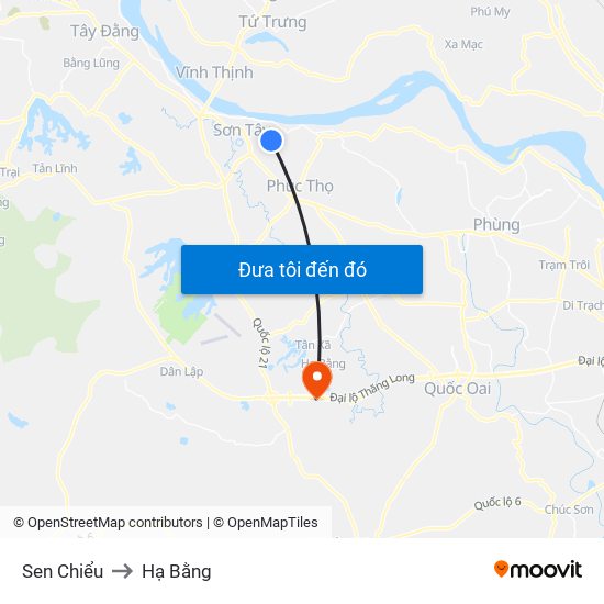 Sen Chiểu to Hạ Bằng map