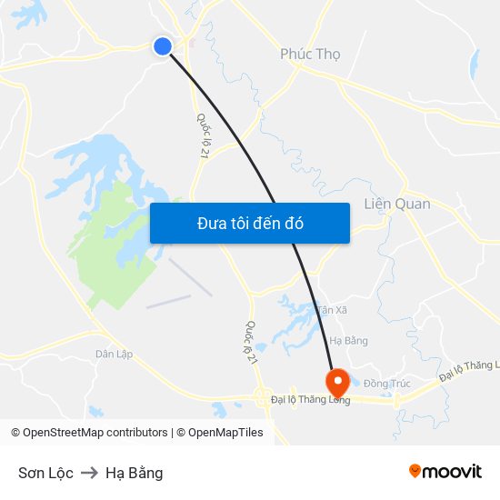 Sơn Lộc to Hạ Bằng map