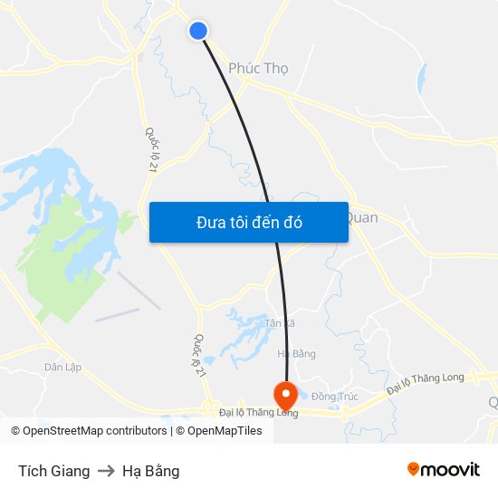 Tích Giang to Hạ Bằng map