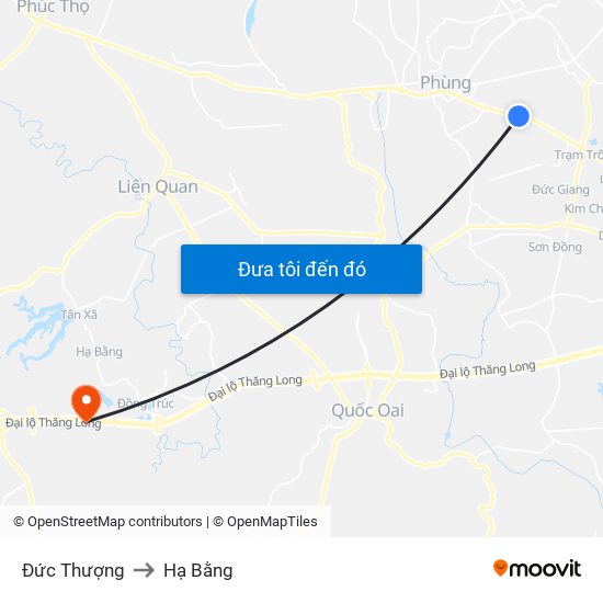 Đức Thượng to Hạ Bằng map