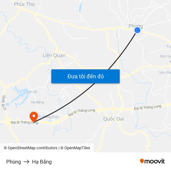 Phùng to Hạ Bằng map