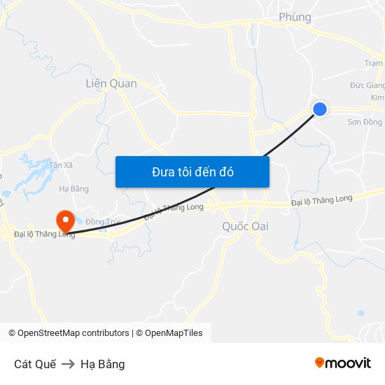 Cát Quế to Hạ Bằng map