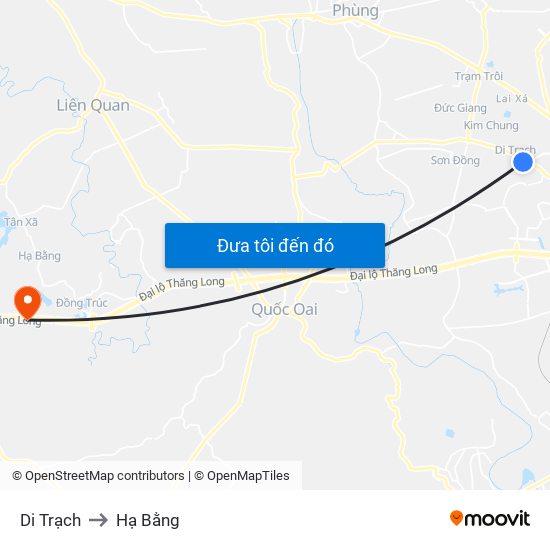 Di Trạch to Hạ Bằng map