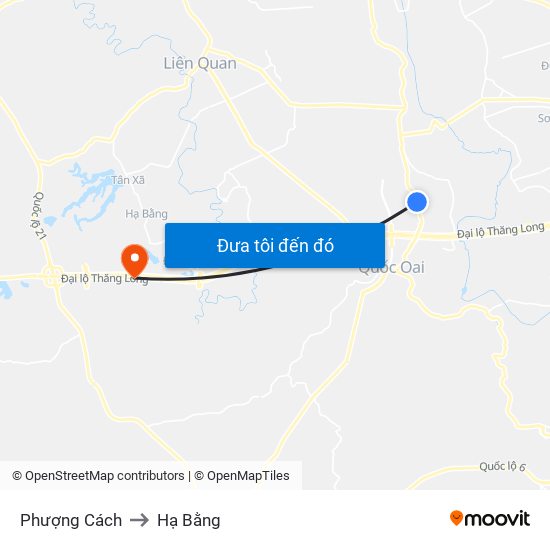 Phượng Cách to Hạ Bằng map