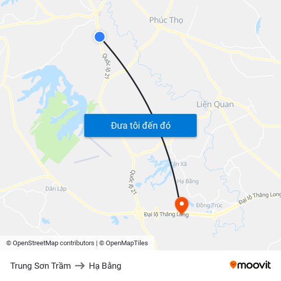 Trung Sơn Trầm to Hạ Bằng map