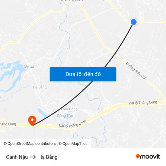 Canh Nậu to Hạ Bằng map