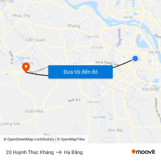 20 Huỳnh Thúc Kháng to Hạ Bằng map