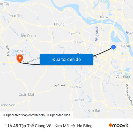 116 A5 Tập Thể Giảng Võ - Kim Mã to Hạ Bằng map