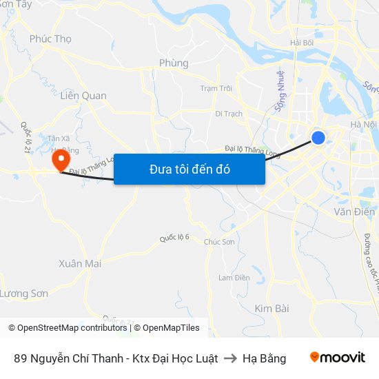 89 Nguyễn Chí Thanh - Ktx Đại Học Luật to Hạ Bằng map