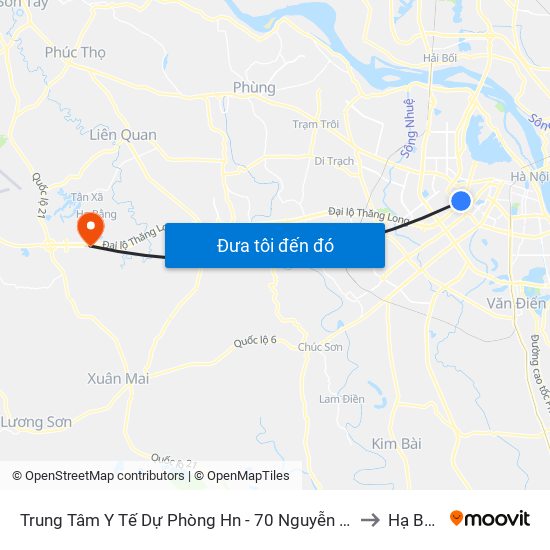 Trung Tâm Y Tế Dự Phòng Hn - 70 Nguyễn Chí Thanh to Hạ Bằng map